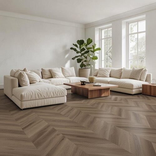 Floorlife YUP Fulham chevron dryback brown Floorlife YUP Fulham chevron dryback brown