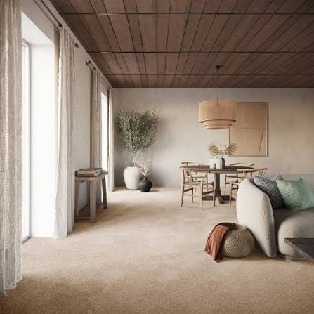 Warm getint tapijt in een woonkamer bij Vloerenhuys de Veluwe