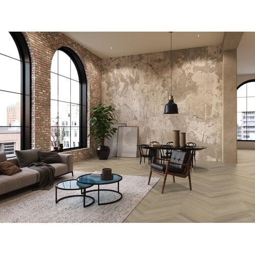 Floorlife YUP slimbone Sutton herringbone dryback warm beige Floorlife YUP slimbone Sutton herringbone dryback warm beige