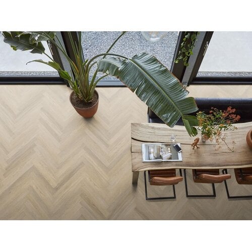 Floorlife YUP slimbone Sutton herringbone dryback warm beige Floorlife YUP slimbone Sutton herringbone dryback warm beige