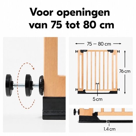 Hauck Hauck Clear Step N Easyclose Eco Beech Traphekje 75 - 80 cm Hauck Hauck Clear Step N Easyclose Eco Beech Traphekje 75 - 80 cm