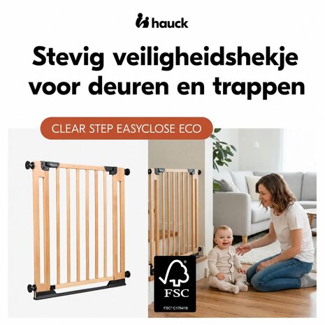 Hauck Hauck Clear Step N Easyclose Eco Beech Traphekje 75 - 80 cm Hauck Hauck Clear Step N Easyclose Eco Beech Traphekje 75 - 80 cm