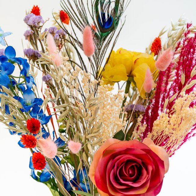 Bouquet Colorful with Dried & Silk Flowers in several bold colors | 55cm length