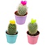 Cactus mix kunstbloemen- 8.5cmØ- ↕️10-15cm- 3 stuks - Gekleurd zink