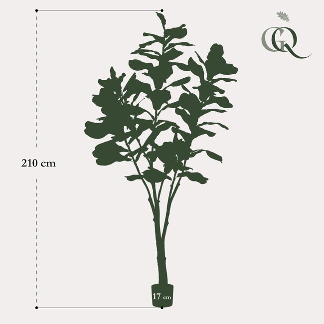 Kunstplant - Ficus Lyrata - Tabaksplant - 210cm
