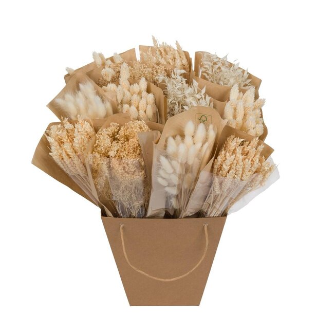 Droogbloemen - Gedroogde Mono Mix - Wit - ↕50cm