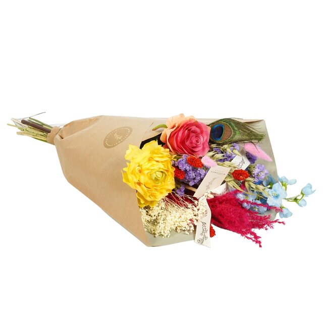 Droogbloemen & Zijde - Dried & Silk - Summer Party - 4 boeketten - ↕55cm