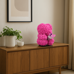  DELUXE op standaard 25cm - fuchsia foam met boeket