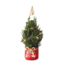 Kleine Kerstboom in Kerstzak rood - 70 cm - Picea Glauca Conica - Dennenappelverlichting inclusief batterijen