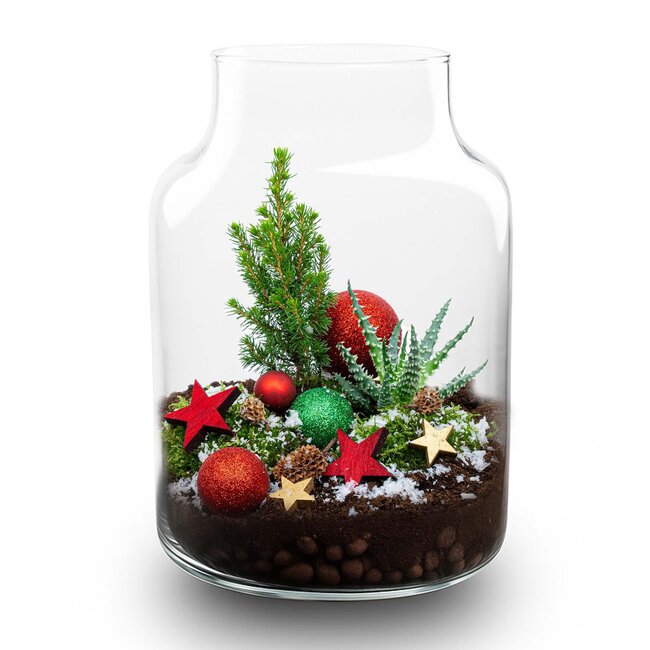 Frosty Kerstmis terrarium - Planten terrarium Bouwpakket Kerst - - Ø 17 cm ↑ 25 cm