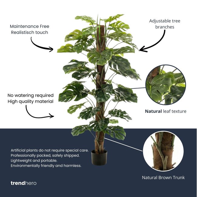Monstera op een paal van 150 cm - Kunstplant