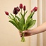 Tulpenboeket - Diep Rood - 'Real Touch' Kunsttulpen - 7 stelen - 42 cm