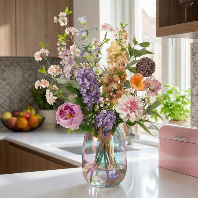 Kunstbloemen Boeket - Pastel Meadow Deluxe - Real Touch - 15 Stelen - ↑ 100 cm