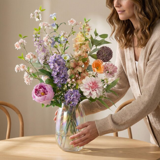 Kunstbloemen Boeket - Pastel Meadow Deluxe - Real Touch - 15 Stelen - ↑ 100 cm