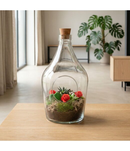 Love in a Bottle - DIY Open Planten terrarium - Ø 16 cm ↑ 30 cm