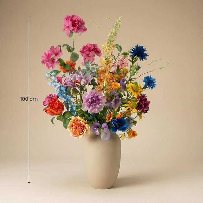 Kunstbloemen boeket - Summer Garden Deluxe - Real Touch - 19 stelen - ↑ 100 cm - Zijden bloemen