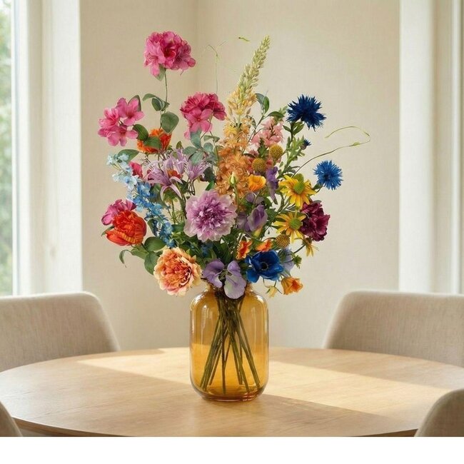 Kunstbloemen boeket - Summer Garden Deluxe - Real Touch - 19 stelen - ↑ 100 cm - Zijden bloemen