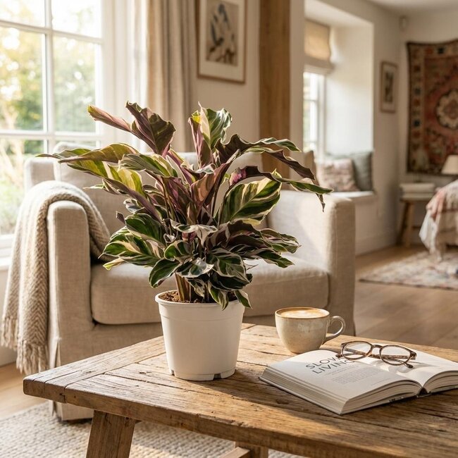 Calathea Fushion Wit - Ø 14 cm - Hoogte: 35 - 40 cm