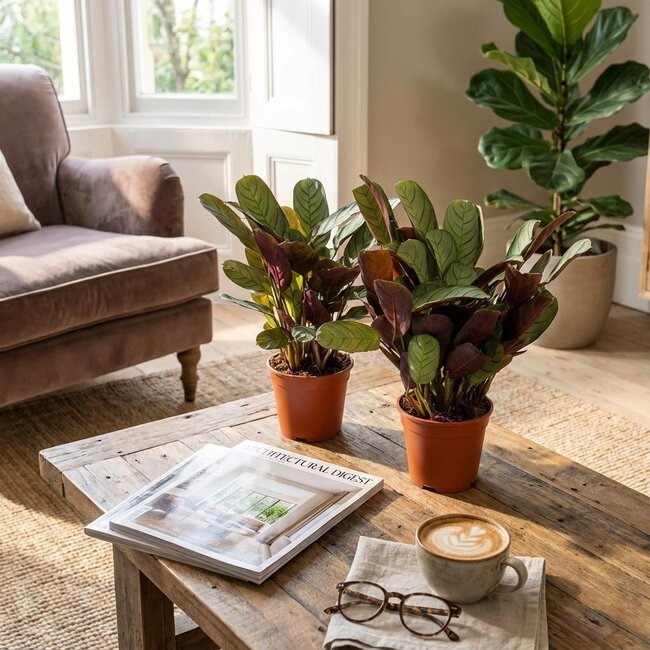 Ctenanthe Amagris - 2 Stuks - Ø 14 cm - Hoogte: 25 - 35 cm