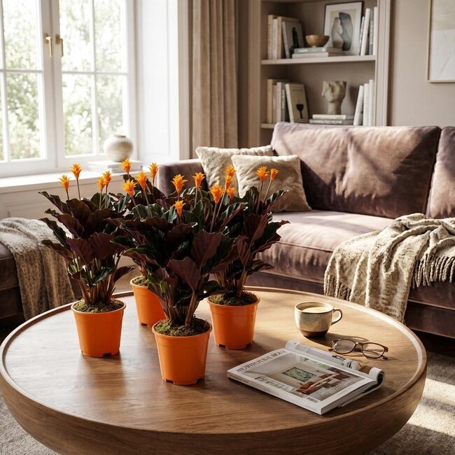 Calathea Crocata - 4 Stuks - Ø 14 cm - Hoogte: 40 - 45cm