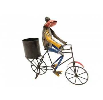 Varios Kikker op de fiets van gerecycled blik H 43