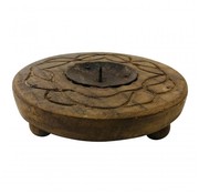 Varios Houten kaarsen kandelaar | round flat candleholder | ø15x6