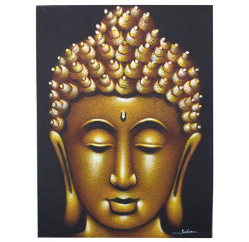 AW-Gifts Boeddha Schilderij - Goud & Zandkleurige Afwerking