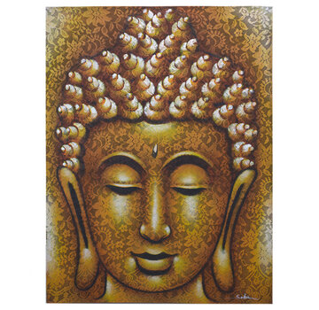 AW-Gifts Boeddha Schilderij - Gouden Brokaat Detail