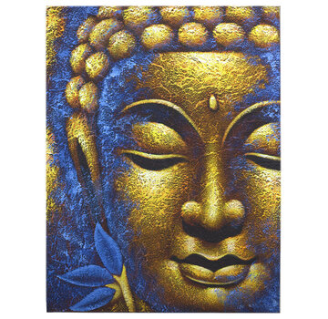 AW-Gifts Boeddha Schilderij - Gouden Gezicht en Lotusbloem