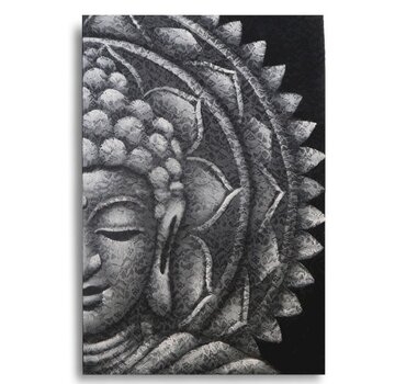 AW-Gifts Boeddha Schilderij Grijze Halve Mandala