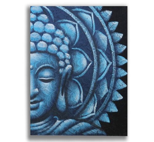 AW-Gifts Boeddha Schilderij Blauwe Halve Mandala