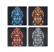 AW-Gifts Schilderij Boeddha Hoofden Set van 4