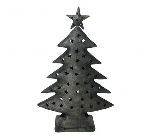 Varios Kerstboom Zilver gerecycled blik H 66 cm