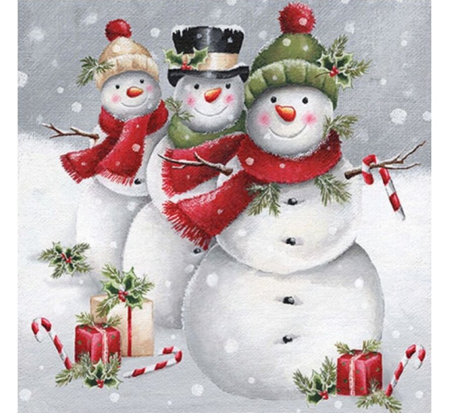 Servetten "Smiling snowmen" 33x33 cm