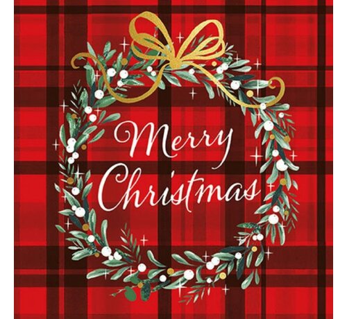 Ambiente Servetten "Christmas plaid red" 33x33 cm