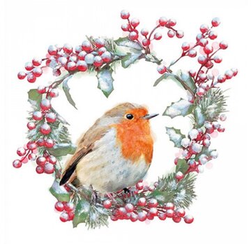 Ambiente Servetten "Robin in wreath" 33x33 cm