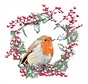 Servetten "Robin in wreath" 33x33 cm