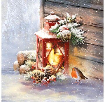 Ambiente Servetten "Robin by lantern" 33x33 cm