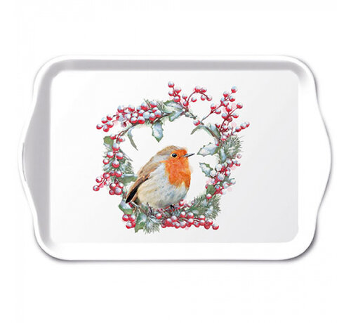 Ambiente Dienblaadje "Robin in wreath"