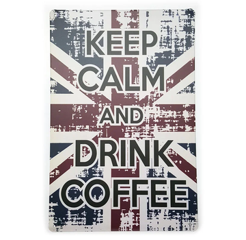 Tekstbord metaal "keep calm and drink coffee" 20x30cm