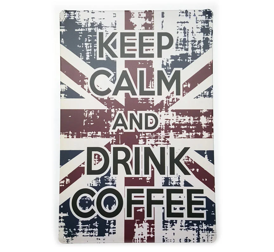 Tekstbord metaal "keep calm and drink coffee" 20x30cm