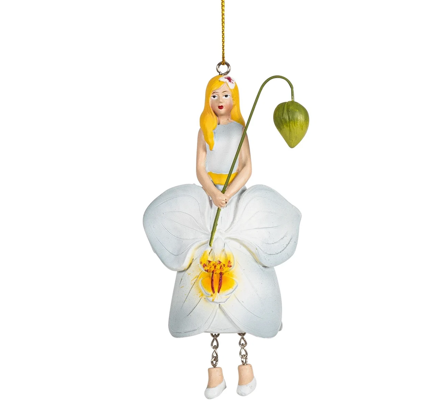 Bloemenmeisje hangend "Orchidee licht blauw"
