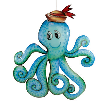 CM Wanddecoratie metaal octopus met hoed