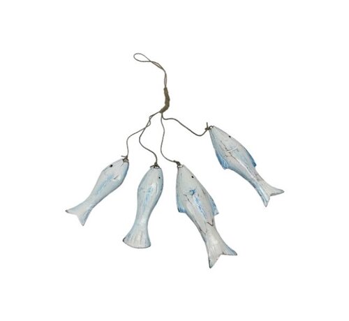 CottonCounts Guirlande Vissen tros lichtblauw/wit 50 cm
