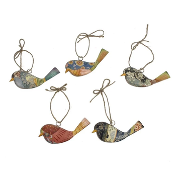 Meander Vogeltje hangend metaal, 5ass. 12x2x6cm