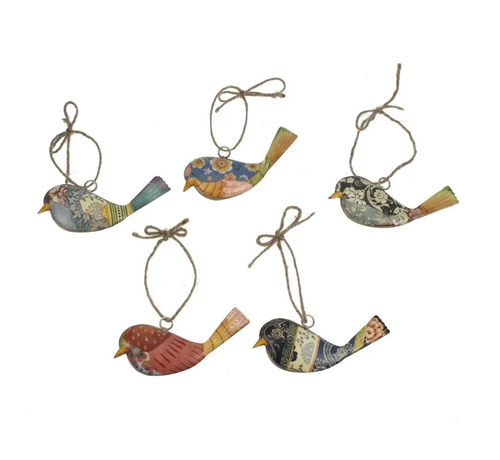 Meander Vogeltje hangend metaal, 5ass. 12x2x6cm