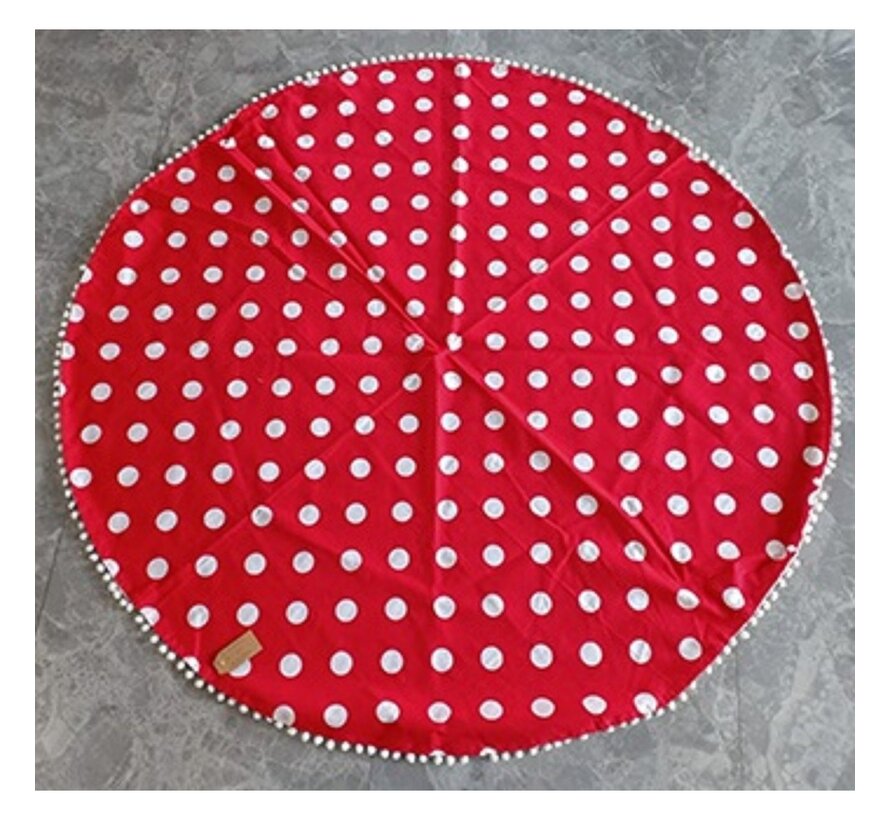 Speelkleed rond rood m witte stippen Ø150cm