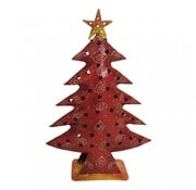 Varios Kerstboom gerecycled blik H 66 cm Rood/Geel