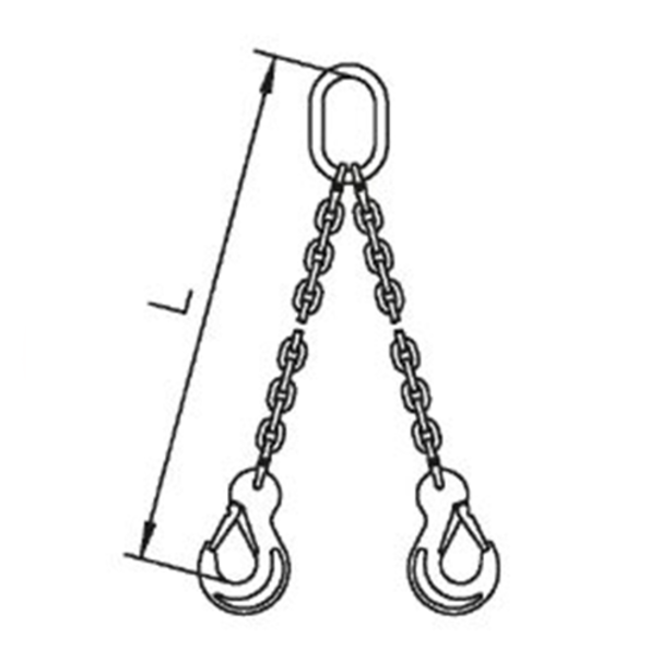 VDH KETTING 2-SPRONG MET STELCONPLAATHAKEN, Ø 8 MM