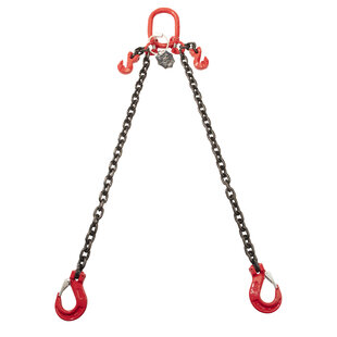 VDH Chain 2-prong with flap and notch hooks, Ø 8 mm